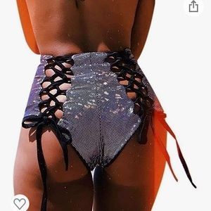 Silver lace up rave bottoms